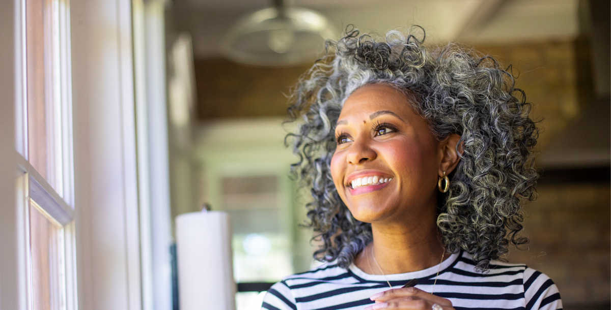 Mature women looking content