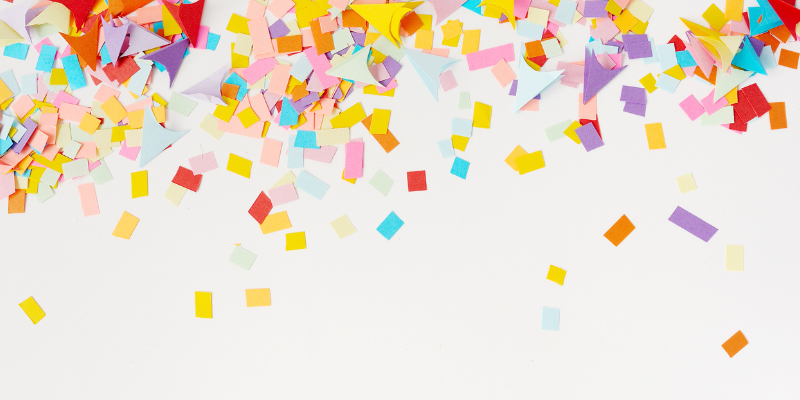 Confetti against white background