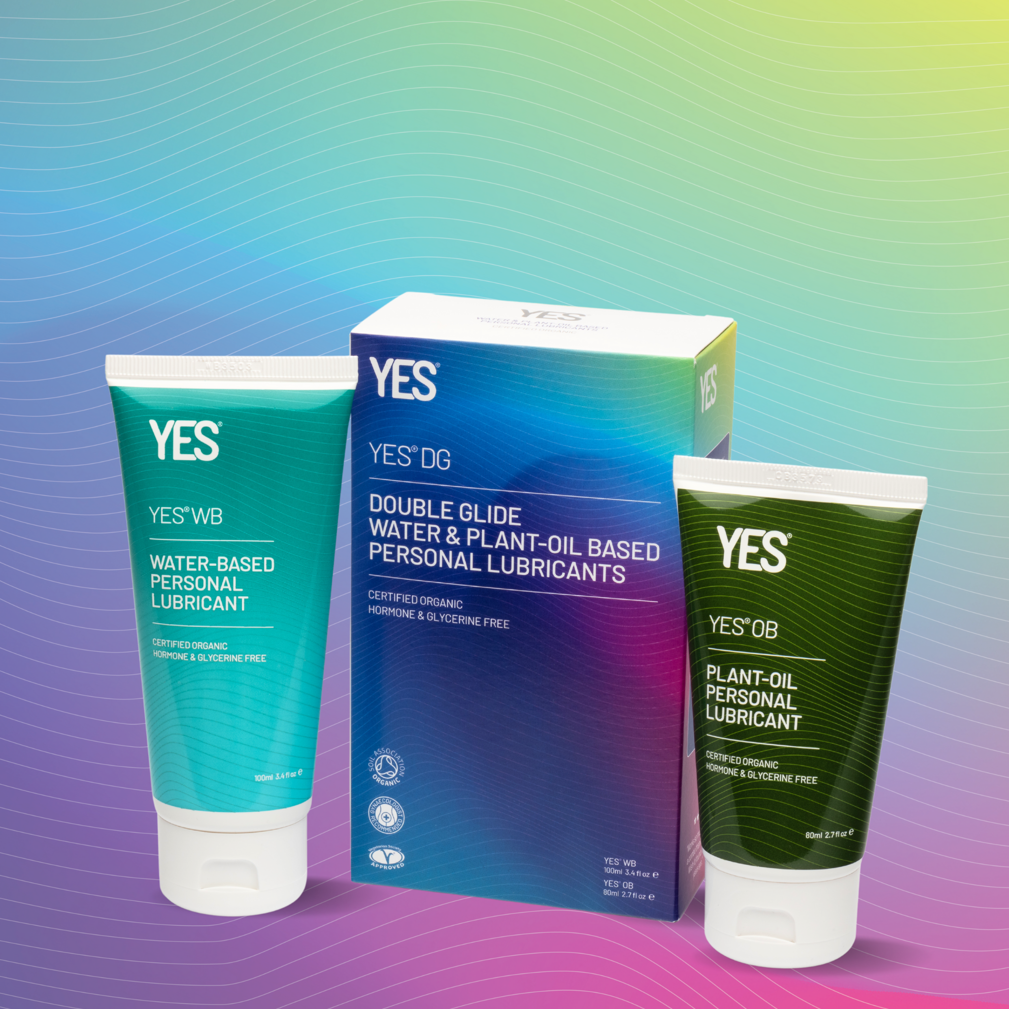 YES O YES bottle next to YES O YES box on a white background